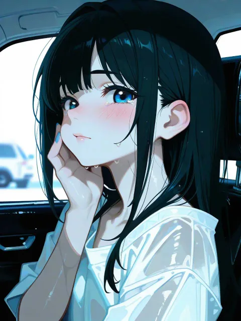半眼でこちらを見つめる濡れた目をした色っぽい若い女性