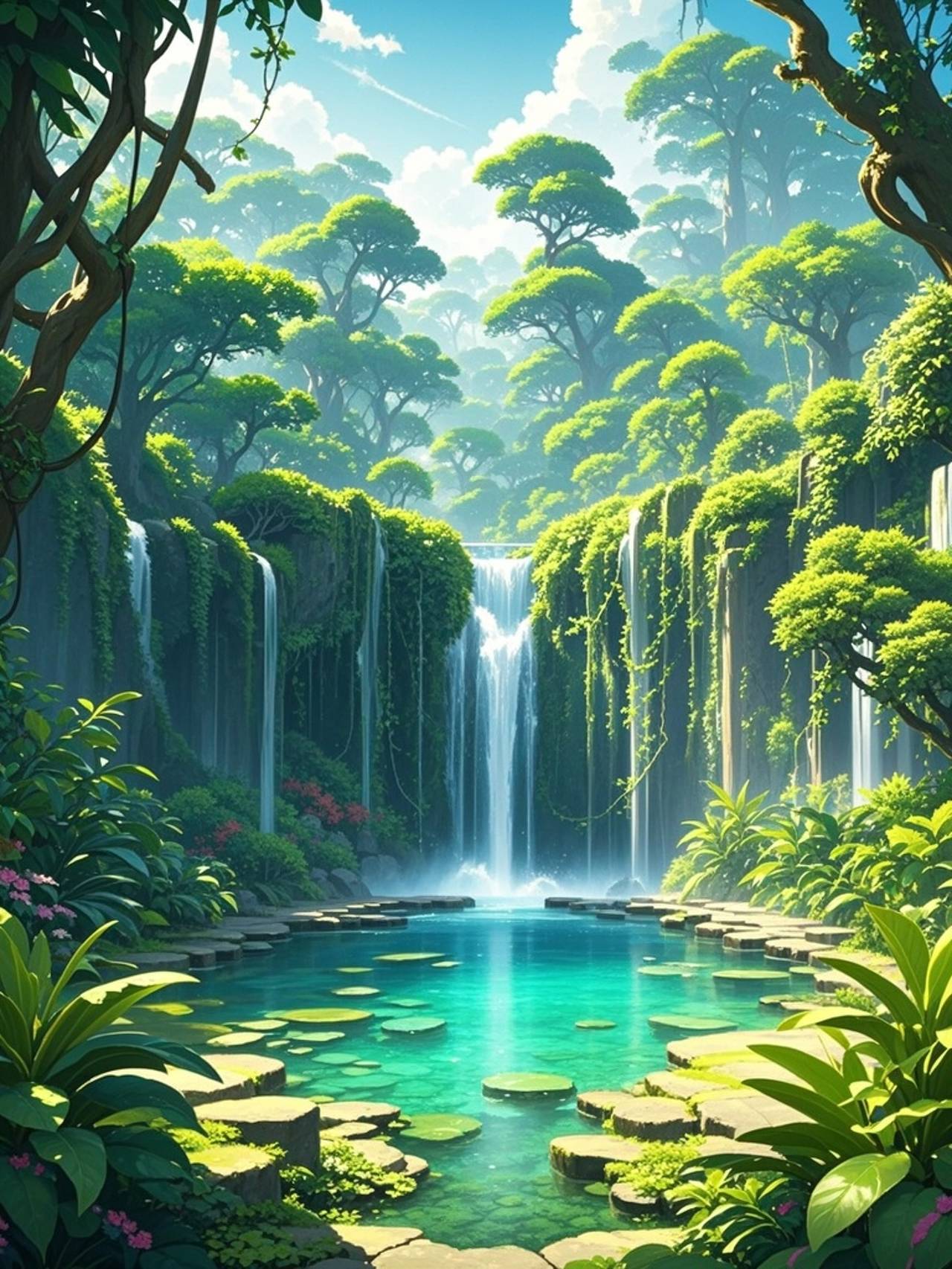Enchanted Jungle Waterfall Oasis