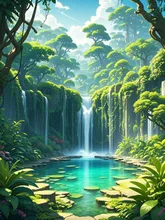Enchanted Jungle Waterfall Oasis