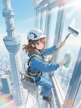 天空の窓拭き清掃員♪