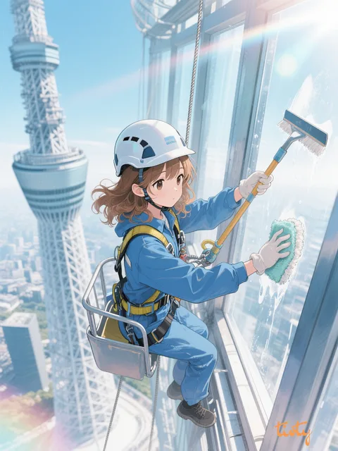天空の窓拭き清掃員♪