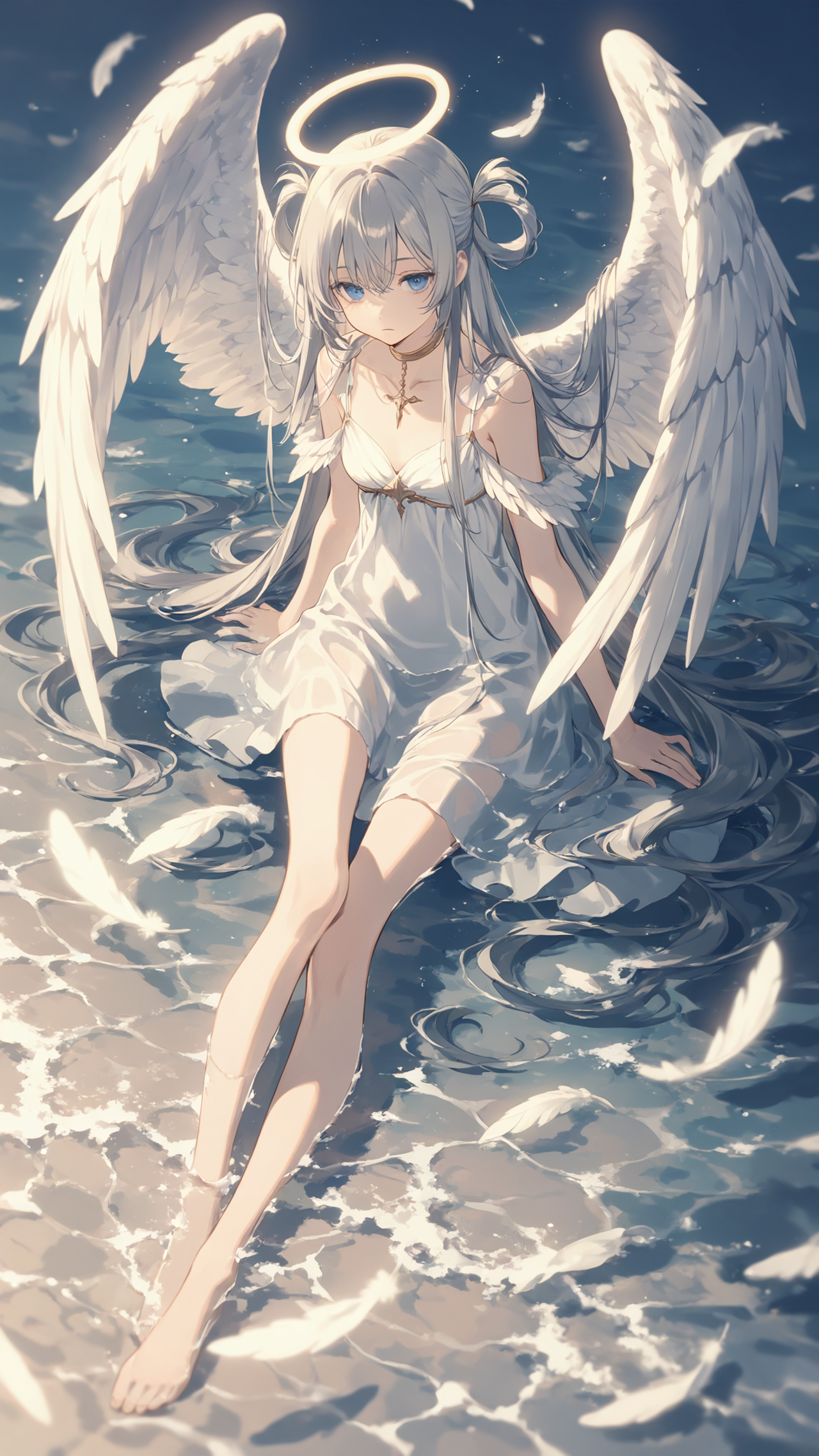「　流れ着いた天使　」 — 白華【はっか】さんのAIイラスト