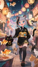 招き猫と結衣。