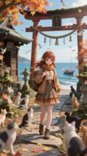 田代島の猫神社への秋の旅行