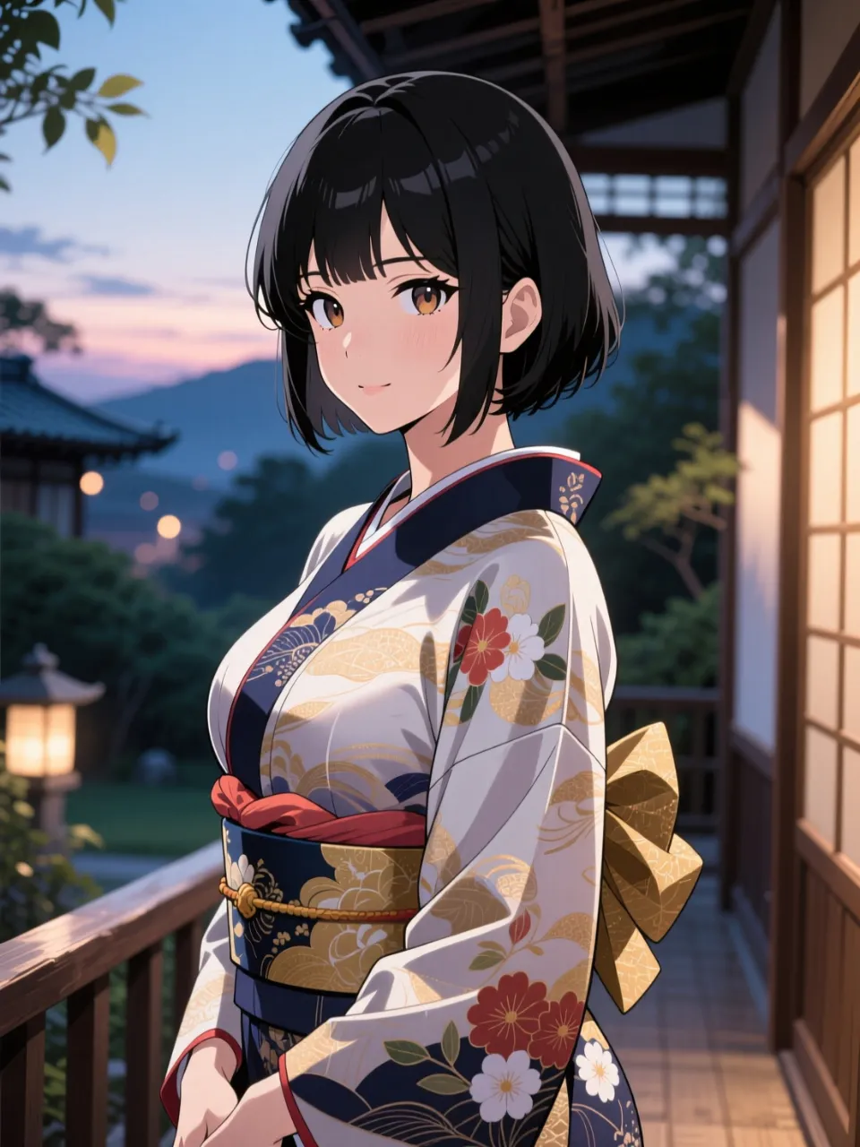 高精度アニメ - 縁側の浴衣美人 / サド