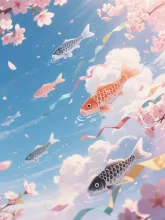 空に泳ぐ鯉のぼり·チャレンジ の投稿作品