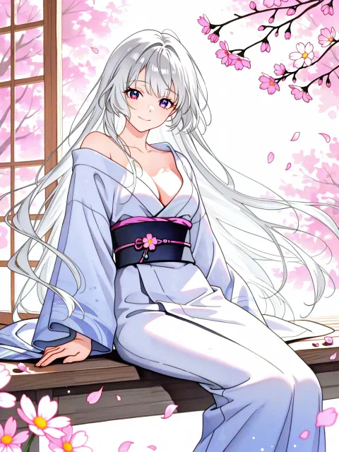 anime illustration - 単衣の肩