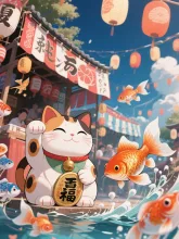 招き猫と金魚