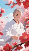 赤い花と白い衣