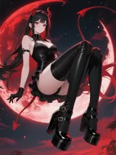 背景をレッドムーンで赤い夜空 — 🥀黒薔薇🥀さんのAIイラスト