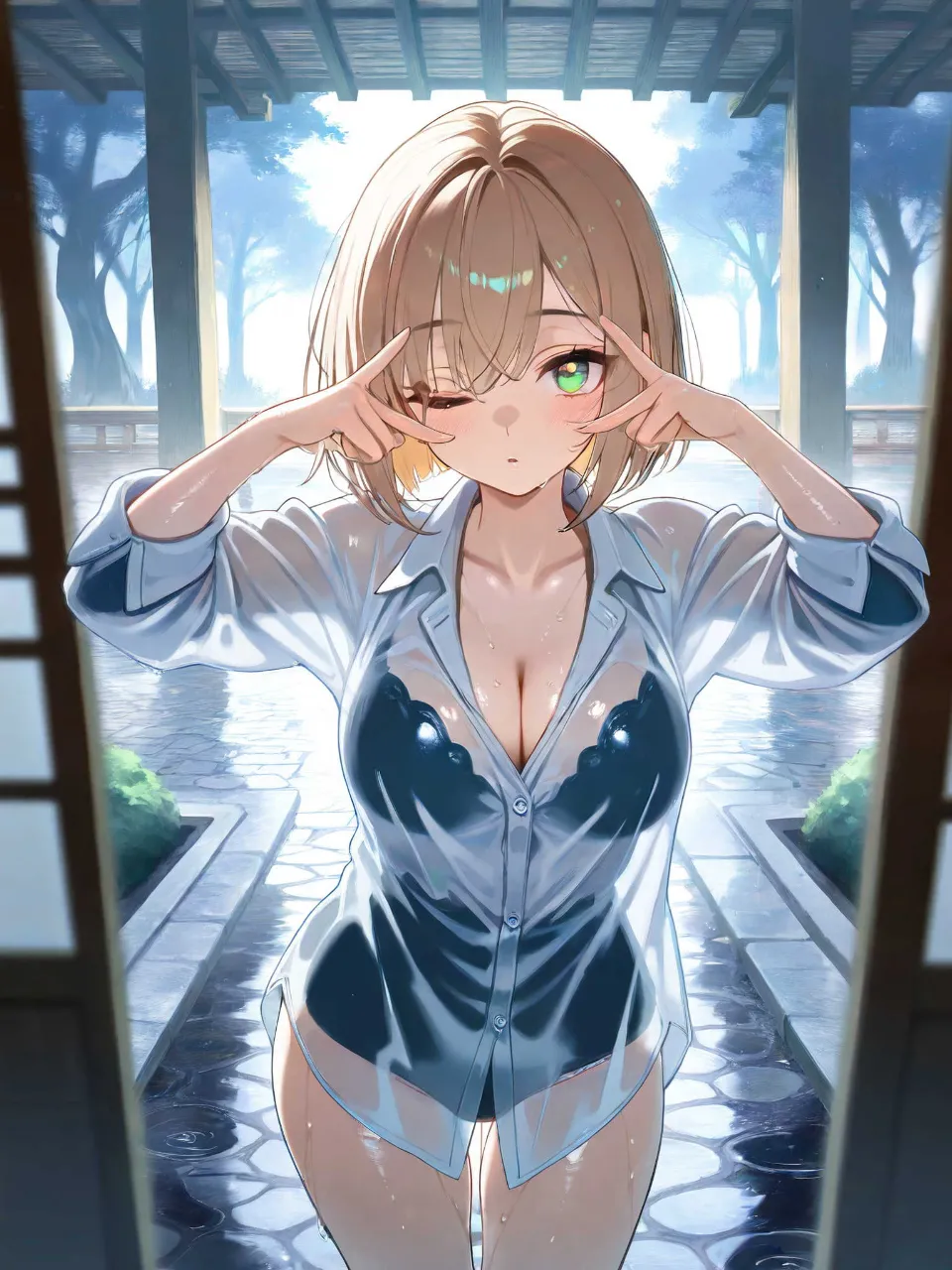濡れた稚奈。