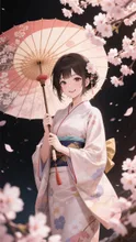 和傘美人💕桜吹雪🌸