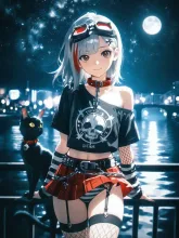 星の光が降る夜に…パンク娘と黒ニャンコ…銀
