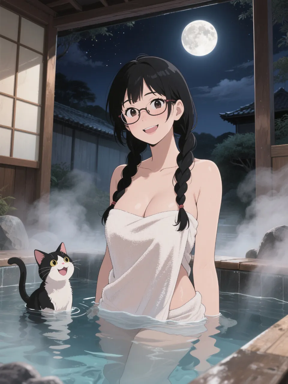 「穂蔵 灯子(ほのぐら とうこ)」と月夜の露天風呂
