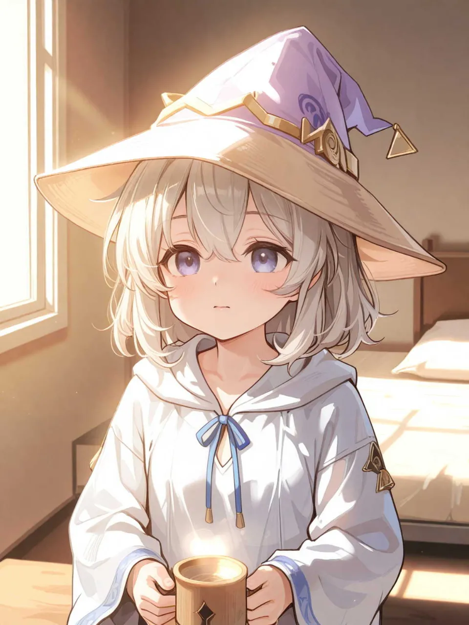 小さな魔術師の朝 — 青いイルカさんのAIイラスト