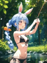 ビキニ姿で釣りをするぺこら