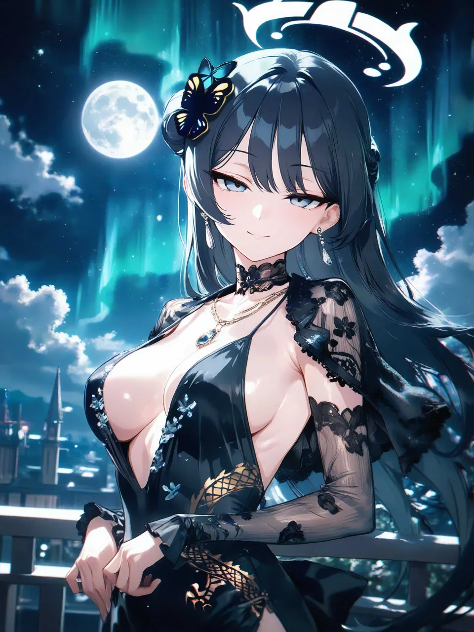 満月と黒いドレスキサキ — ボルトさんのAIイラスト