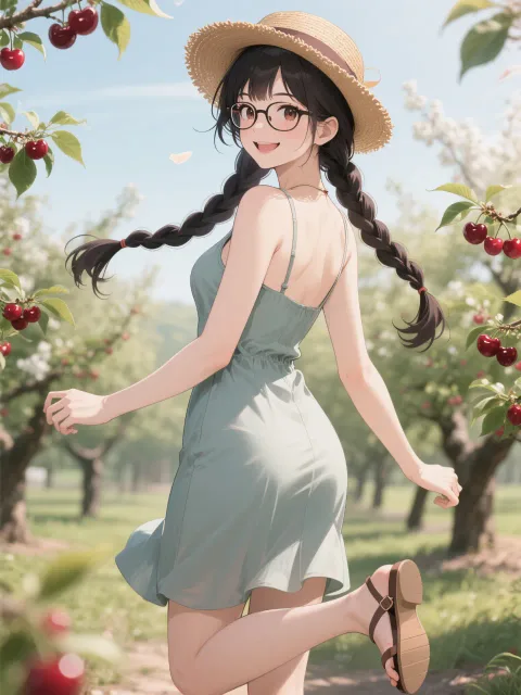 「穂蔵 灯子(ほのぐら とうこ)」と麦わら帽子とさくらんぼ