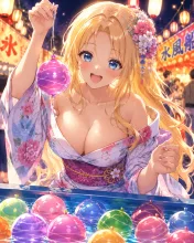 ヨーヨー釣り·夏祭りの水遊び の投稿作品