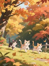 紅葉狩りにゃん🐱🐱🐱🍁