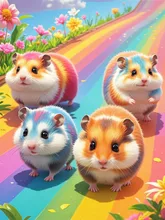 虹が移ってるやんけw ハム「なんだか様子が…まいっか」 — スキはむこちゃんスキさんのAIイラスト