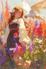 A Garden Dream for a White Parrot — SUPP7tjgap459さんのAIイラスト