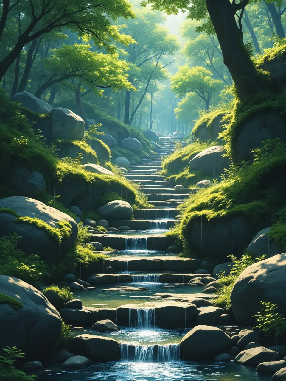 緑と水の階段