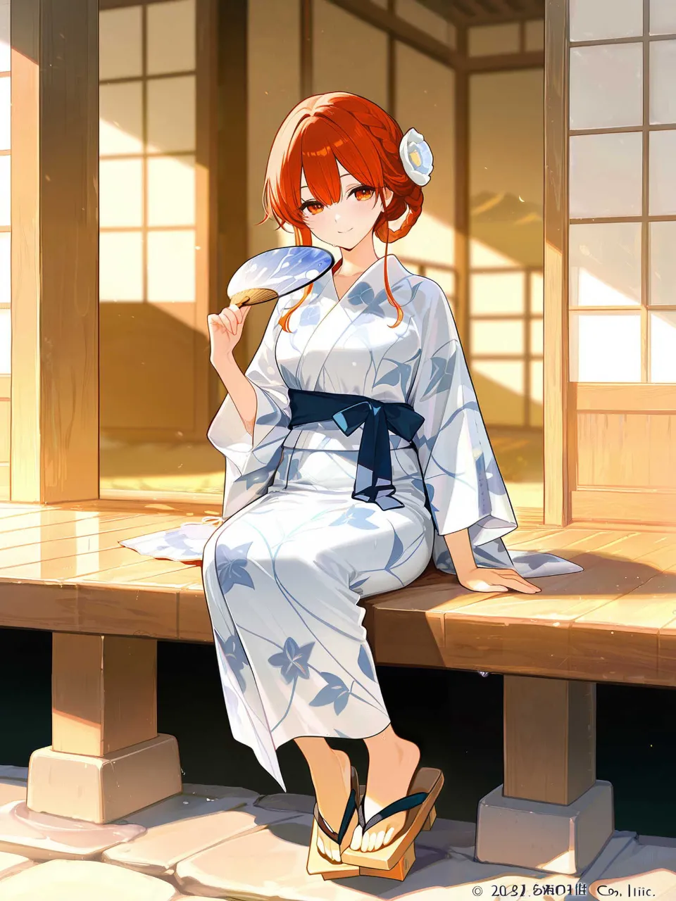 縁側で — コウさんのAIイラスト