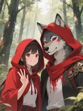 お揃いの赤ずきん。