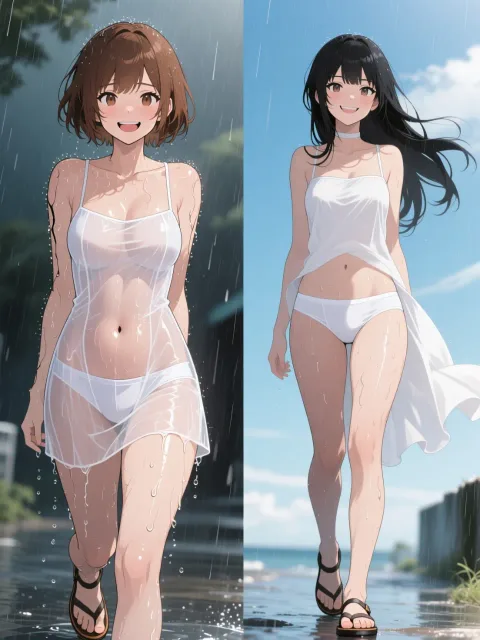 雨と風の中の男の娘たち