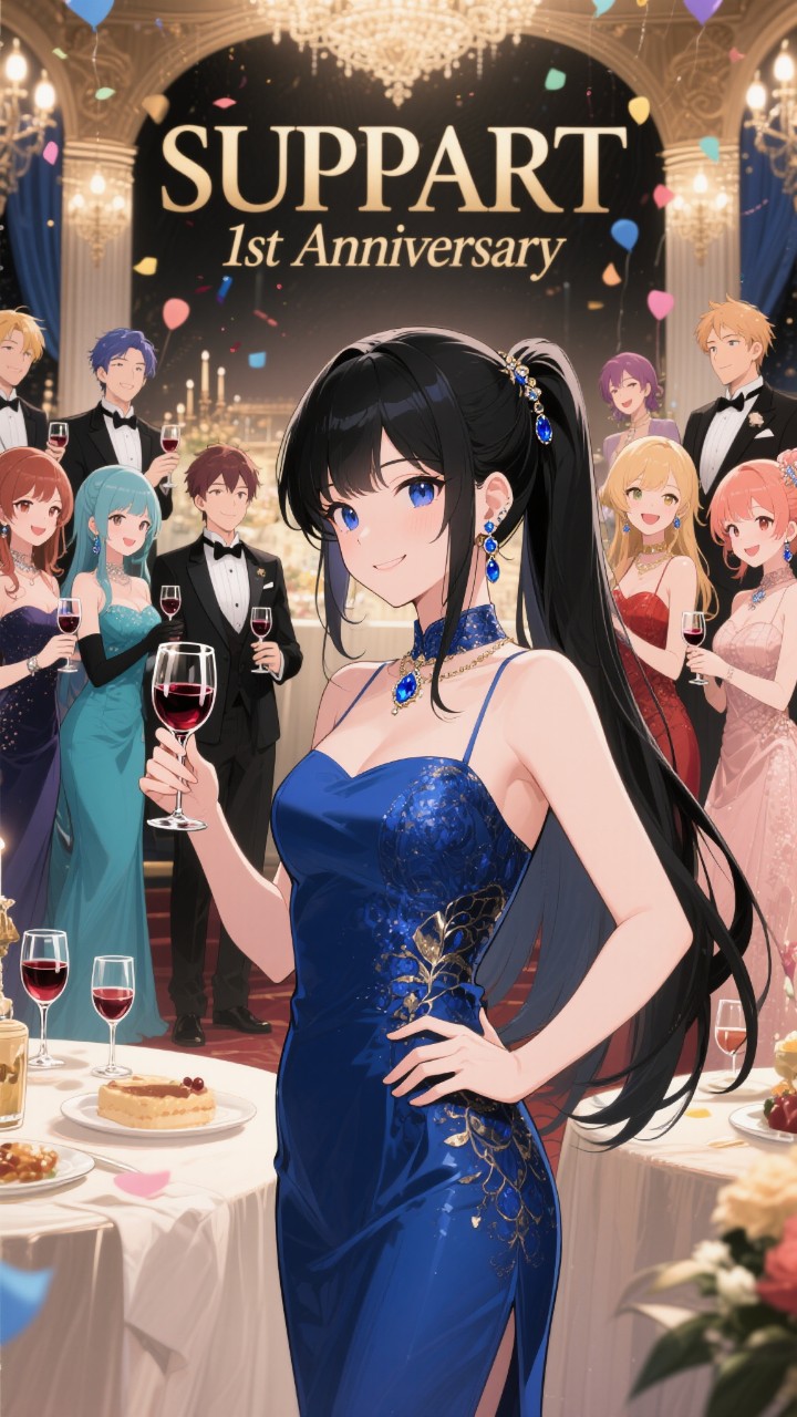 パーティー会場で1周年記念