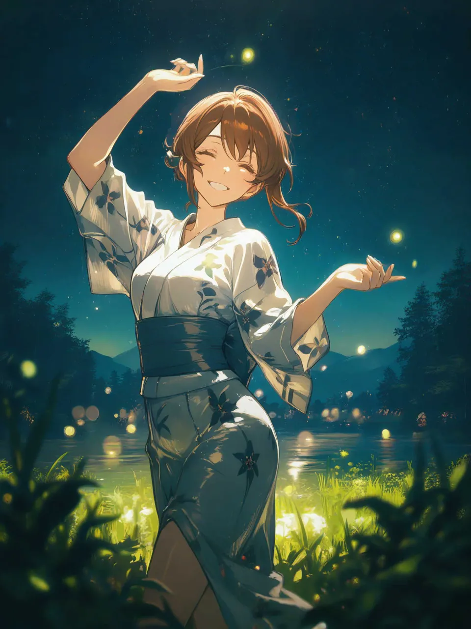 蛍の舞う水辺