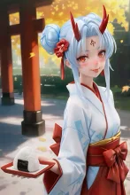 お団子ツインテールの鬼っ娘…舌だ出しフィギュア…銀
