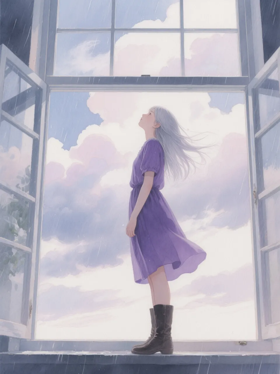 空を見上げる