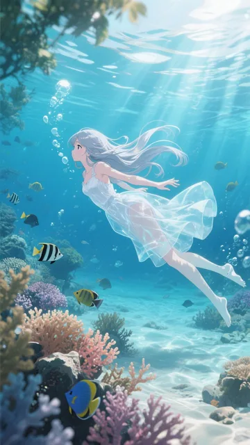 太陽光が差し込む浅瀬