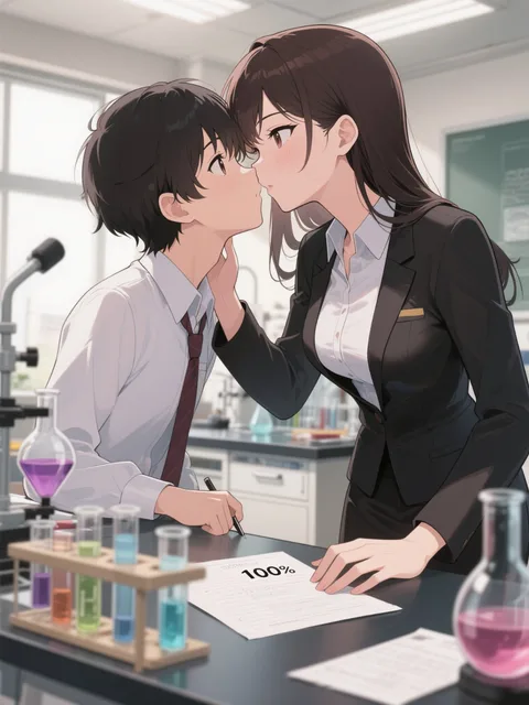 テスト100点取った約束で先生が💋