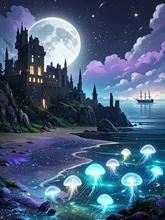 古城の廃墟と幻想の海