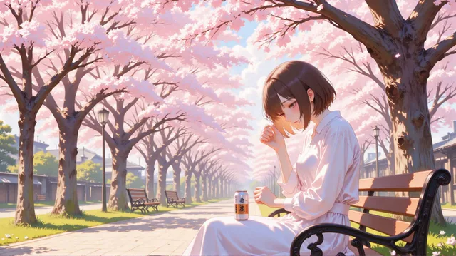 満開の桜を愛しむ