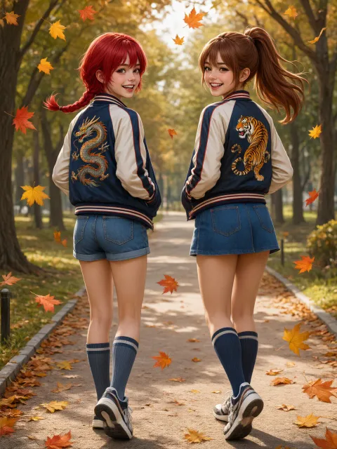双子とスカジャン