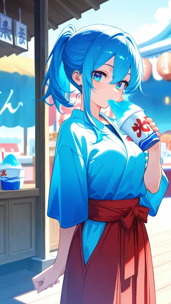 夕暮れのかき氷・巫女