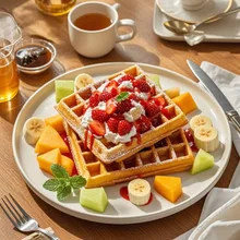 ちょっとだけ豪華なフルーツワッフル