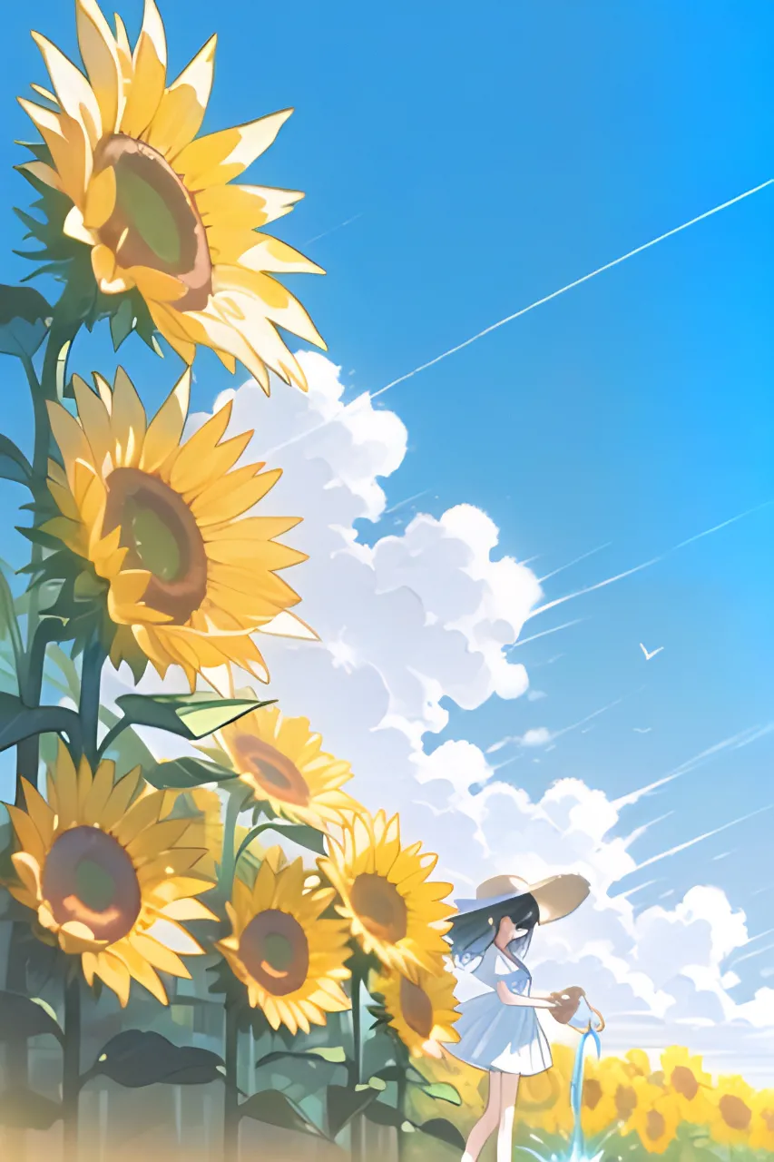 背景…向日葵畑の少女…🌻🌻