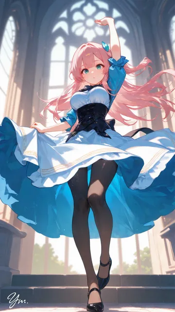 広角レンズの視野に、かっこいい女の子が全身で見えています