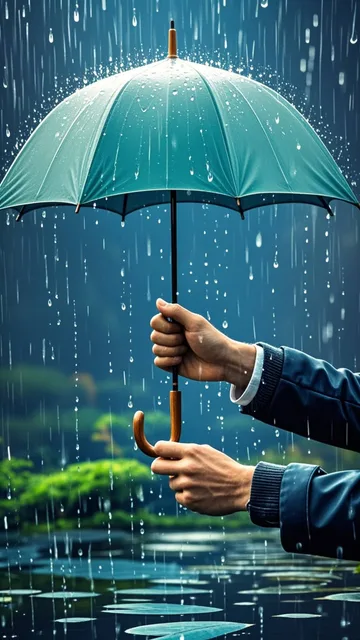 In the heavy downpour