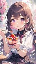 フルーツソースがかかっているパフェ🍨