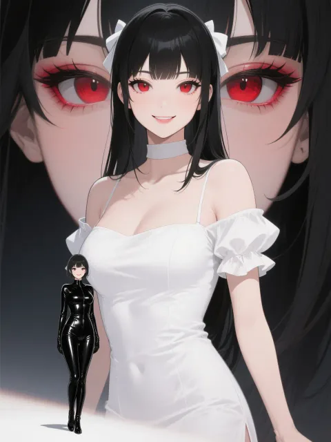 1girl、same character twice - 昼 vs 夜