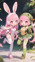 ウサギ娘と亀娘💕仲良し❤️