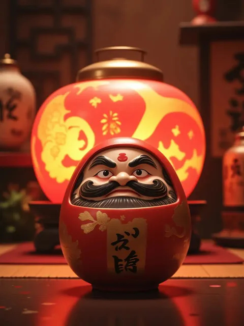匠な達磨、神棚の前、引きの一枚、温かみ、キャラクター無し - だるま