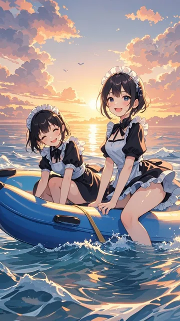 夕日が沈む海辺で - 生成チャレンジ第162弾