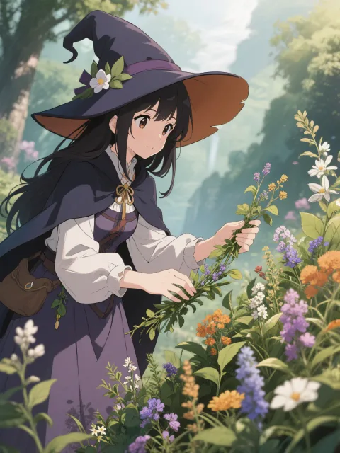 薬草を摘む魔女